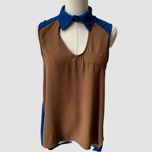Love Riche Colorblock High-Low Sleeveless Blouse
